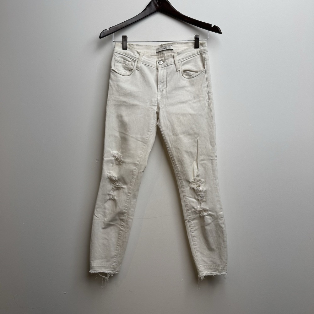 J Brand Skinny Jeans Sz 27 Womens Demented Distressed White Wash‎ Ripped Pants